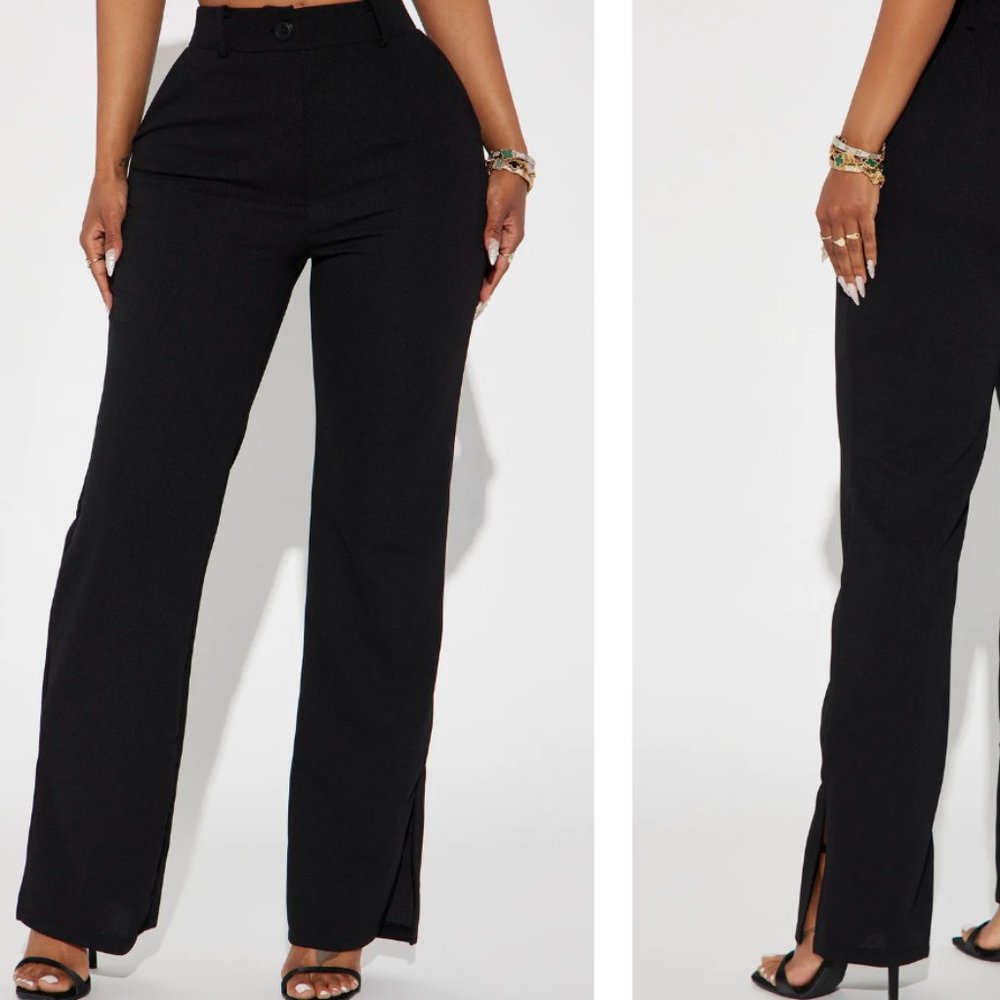 IRIS Black Flare Leg Trouser With Split Hem Detail - Small